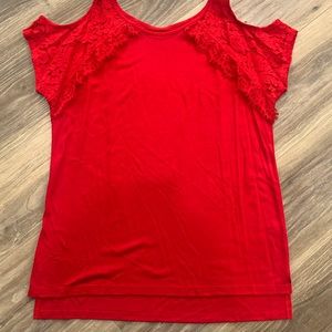 Never worn cute cold shoulder with lace detail.